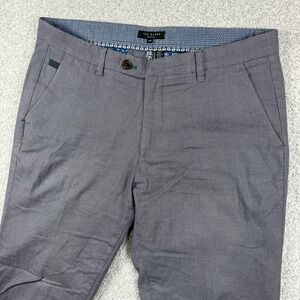 Ted Baker Pants Mens 34 Gray Chino Flat‎ Front  Cotton Blend Trousers